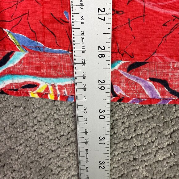 Vintage OP Ocean Pacific Hawaiian Shirt Men's Medium Cotton Red Tropical floral - Picture 9 of 10